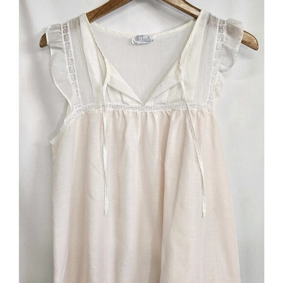 Vtg Character Pink Semisheer Sleeveless Lightweight Cottagecore Nightgown Medium - Picture 2 of 8